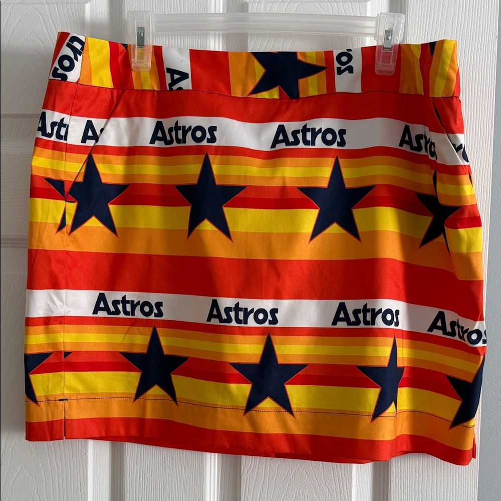 Loudmouth Astros Red Orange Yellow Navy Star Print Golf Skort